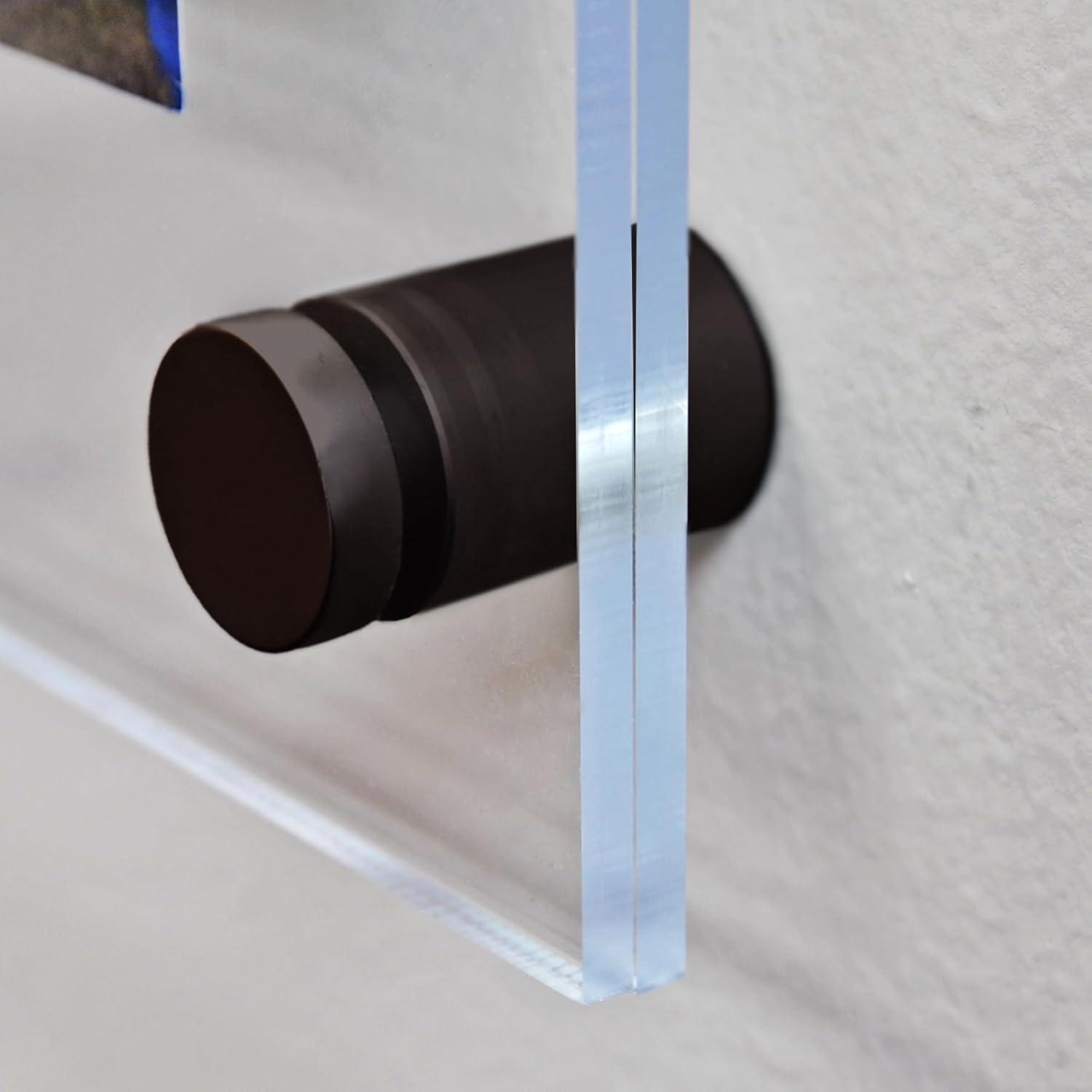 Azar Displays Floating Acrylic Wall Frame with Black Stand Off Caps: 18" x 24" Graphic Size, Overall Frame Size: 22" x 28"