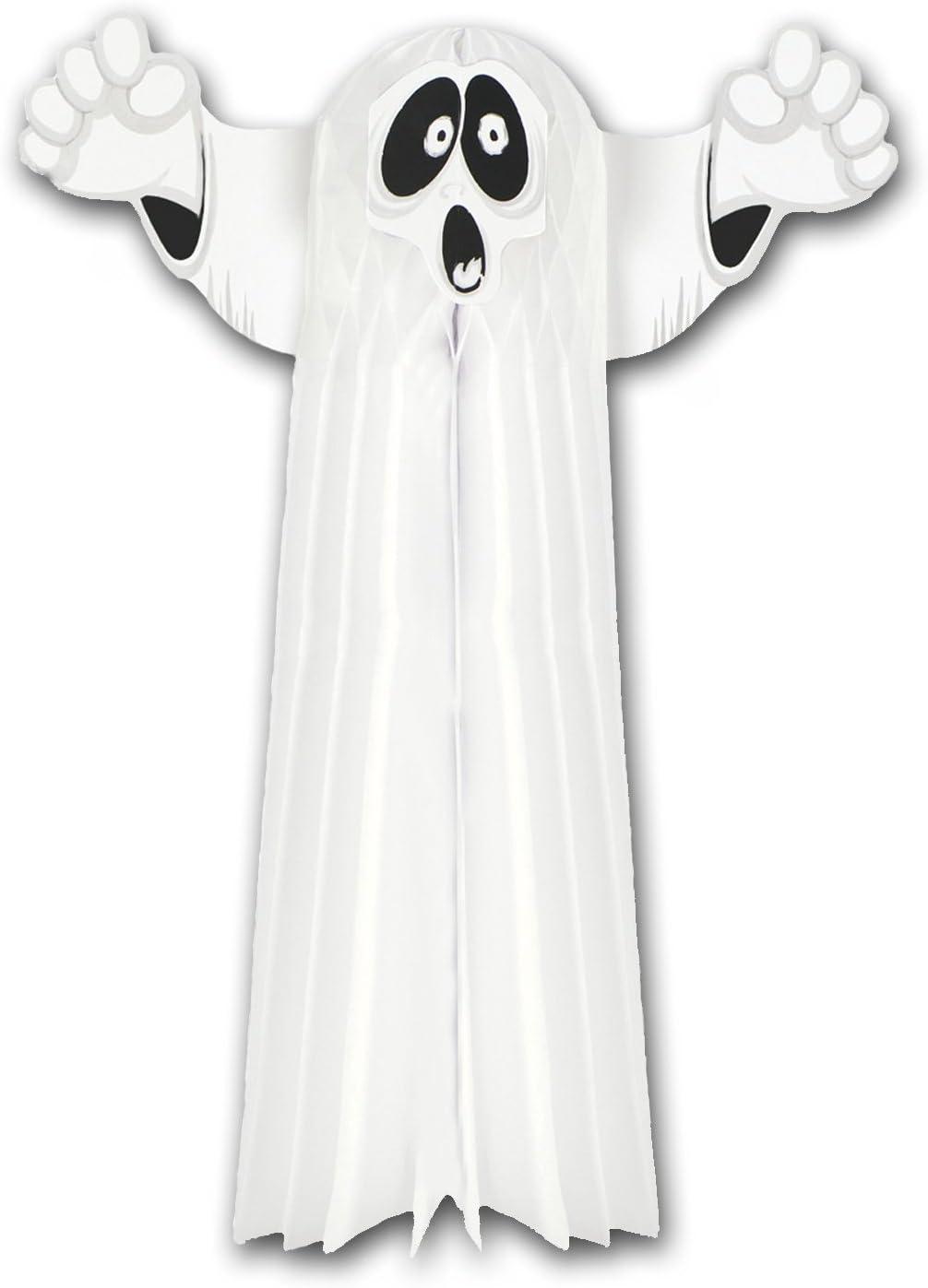 23" White and Black Tissue Hanging Ghost Set