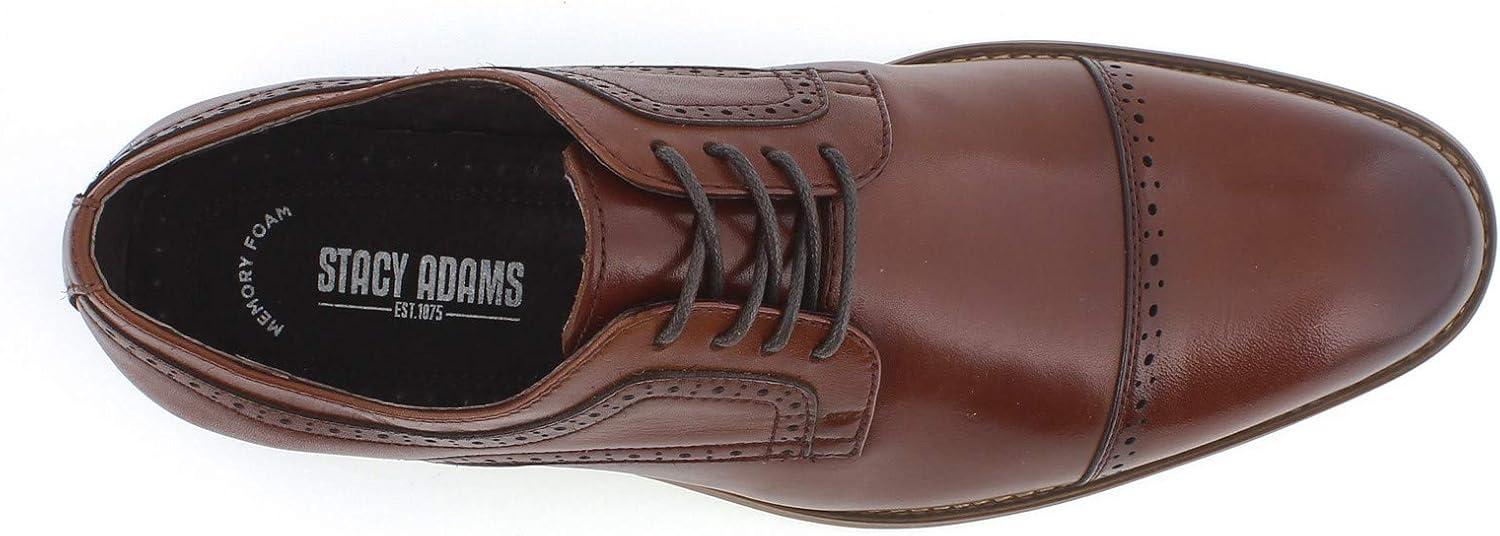 Cognac Genuine Leather Cap Toe Oxford with Memory Foam Insole