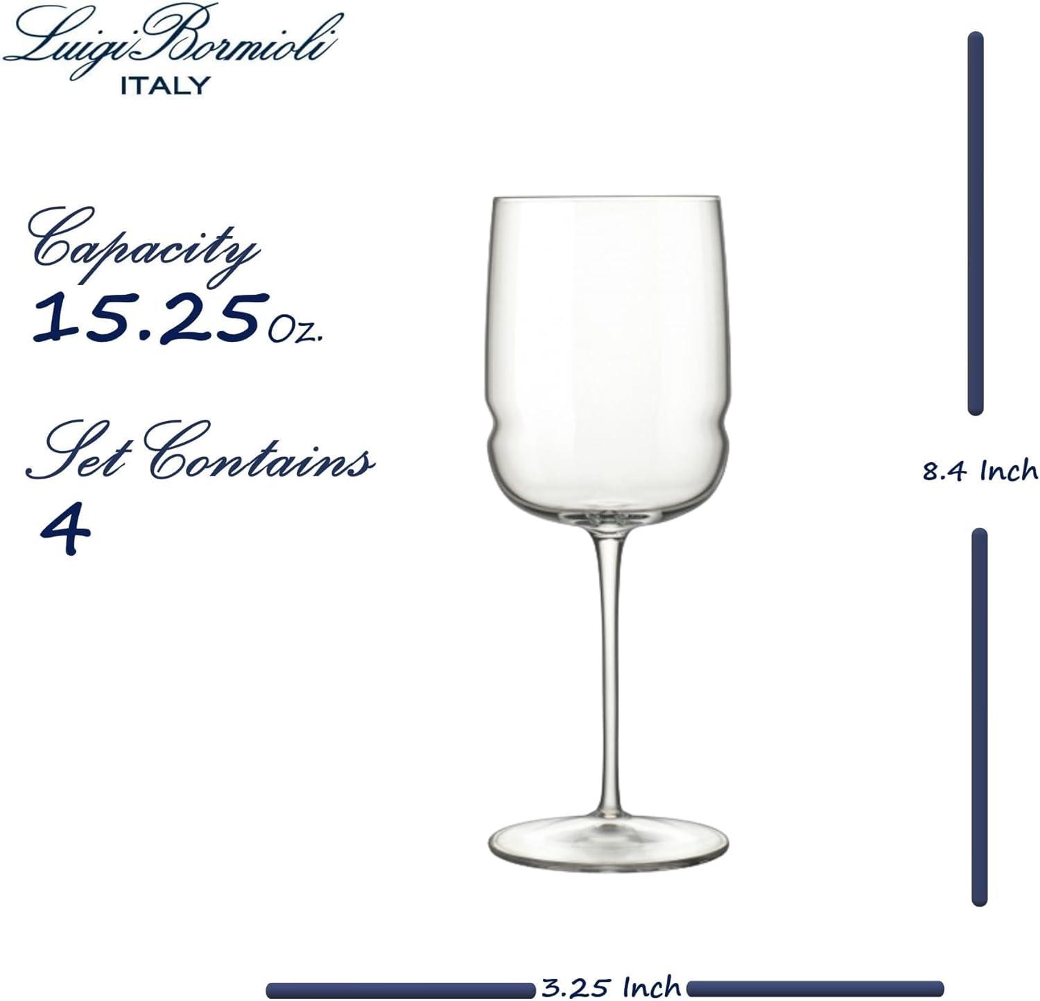 Luigi Bormioli Grandioso Chardonnay 15.25 oz. Wine Glass, Set of 4, Titanium Reinforced Stem, Made of SON-hyx Crystal, Made in Italy