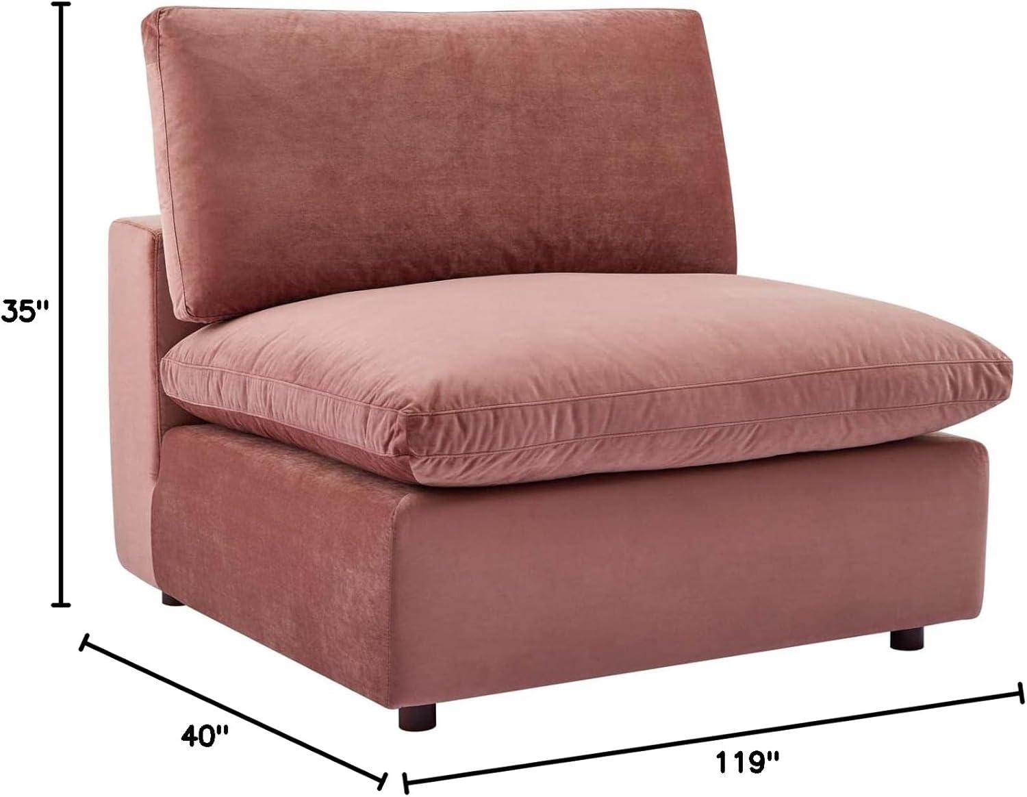 Dusty Rose Velvet Three-Piece Lawson Sofa with Down Fill Cushions