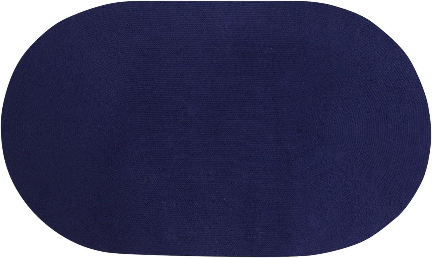 Better Trends Alpine Collection 100% Polypropylene 60" x 96" Oval Braided Rug in Navy