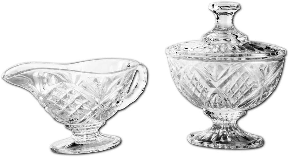 Godinger Silver Art Co Dublin Crystal Sugar Holder and Creamer Set