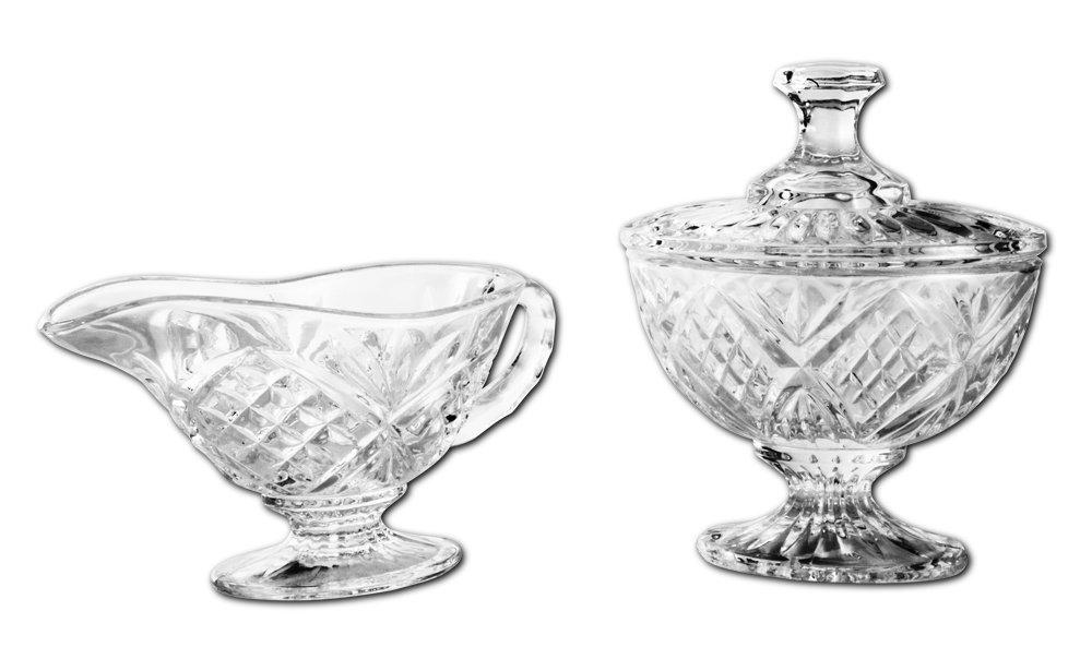 Godinger Silver Art Co Dublin Crystal Sugar Holder and Creamer Set