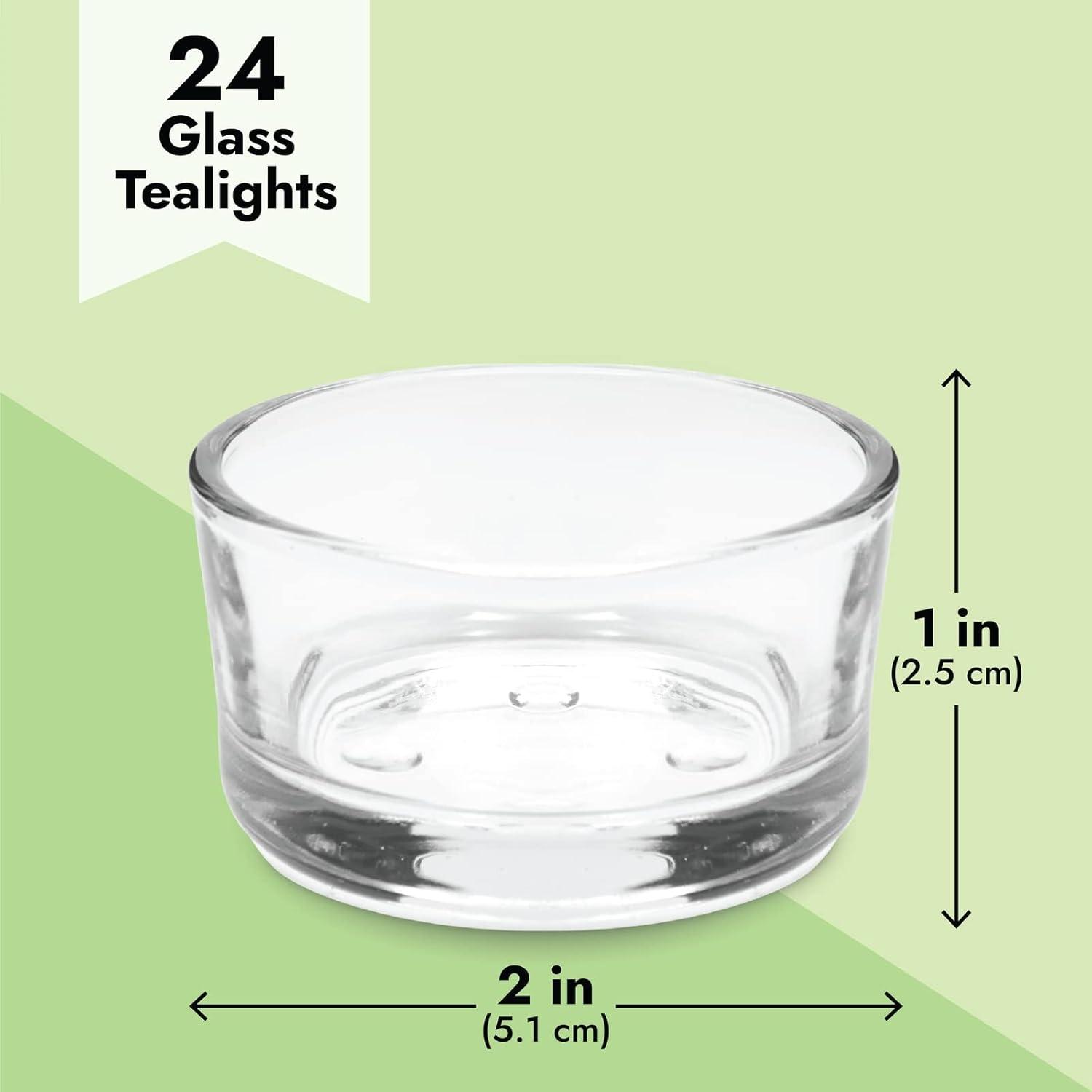 Juvale 24 Pack Clear Glass Short Tealight Candle Holders for Table Centerpieces, Wedding Receptions, Party Decorations, Restaurant Tables, 1 x 2 In