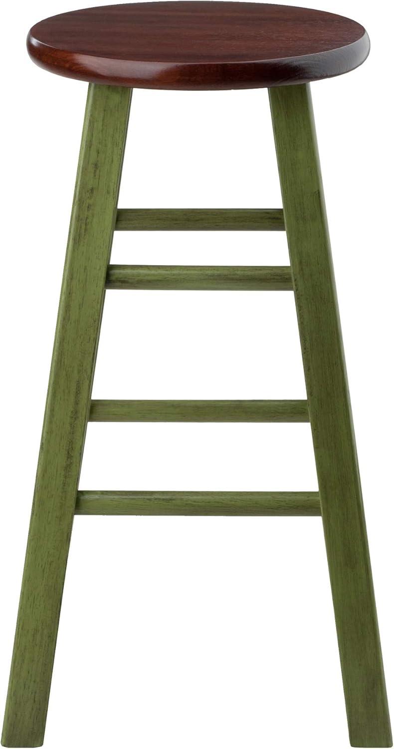 24"Ivy Counter Height Barstool - Green - Winsome: Round, Backless, Wood Frame, Spot Clean, Fixed Height