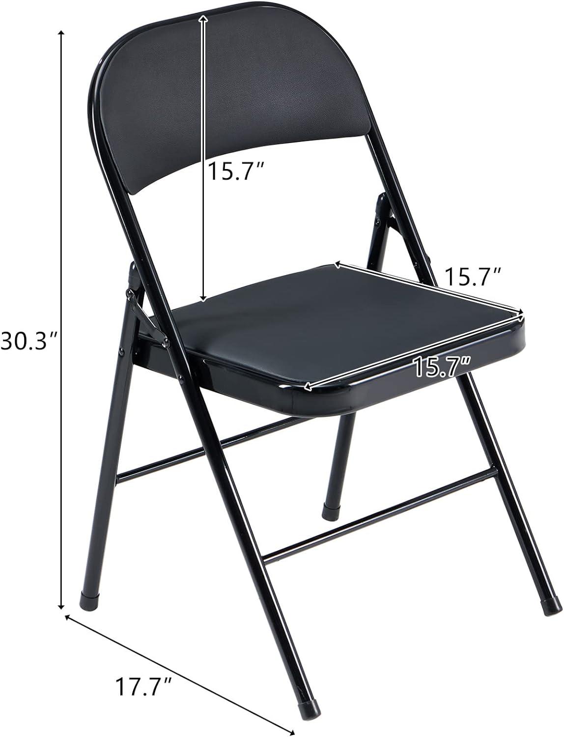 WhizMax 4 Pack Black Folding Chairs with Padded Seats for Outdoor & Indoor, Black