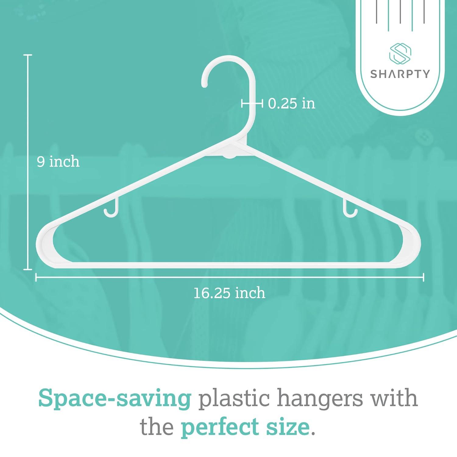 Sharpty Plastic Hangers Clothes Hangers for Clothing, Closet, Coats & Shirts - for Everyday Standard Use, Room Essentials & Basics - 40 Pack - White