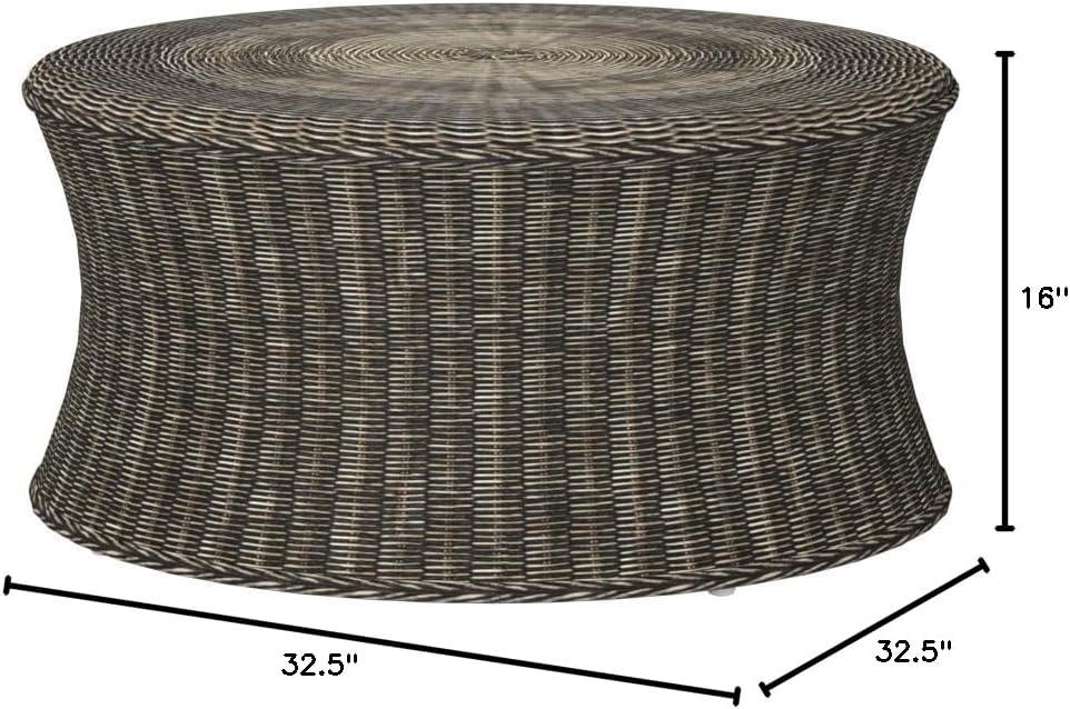 Ruxton Dark Brown Round Rattan Cocktail Table