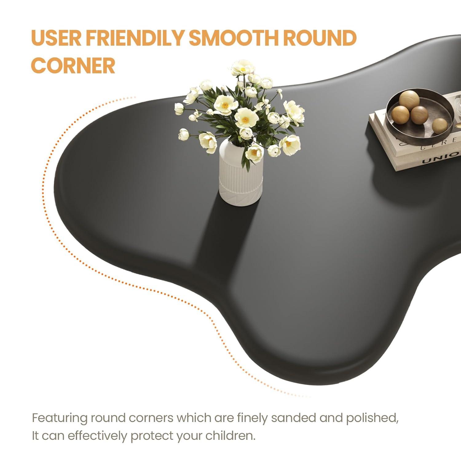 Cloud Coffee Table, White Coffee Table for Living Room, Cartoon Irregular Indoor Cloud Shaped Table for Living Room, Cloud Center Table with 4 Legs, Black