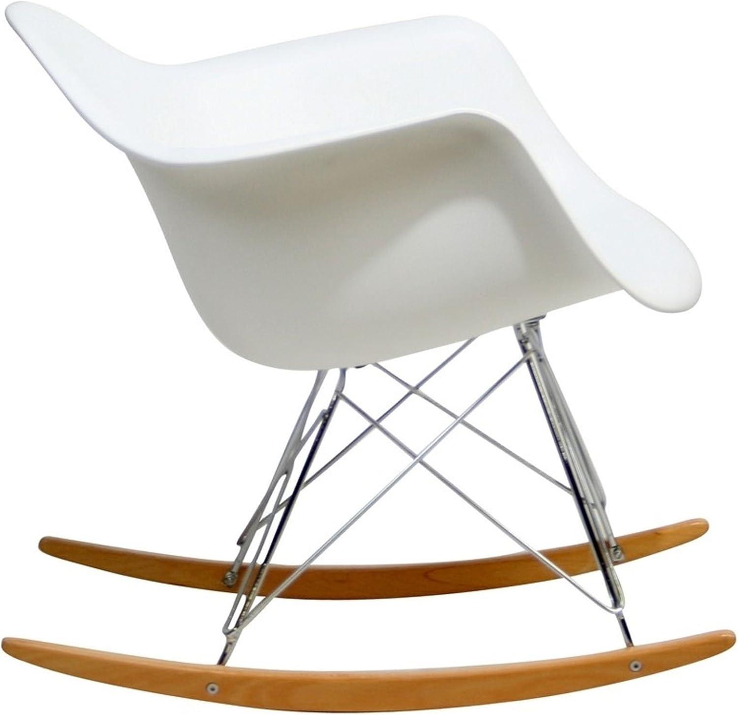 LeCeleBee -Century Modern Molded Plastic Kid's Size Lounge Chair Rocker in White