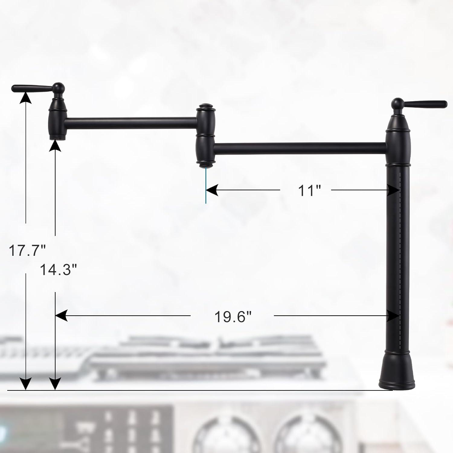 Deck Mount Pot Filler Faucet with Double-Handle in Oil Rubbed Bronze