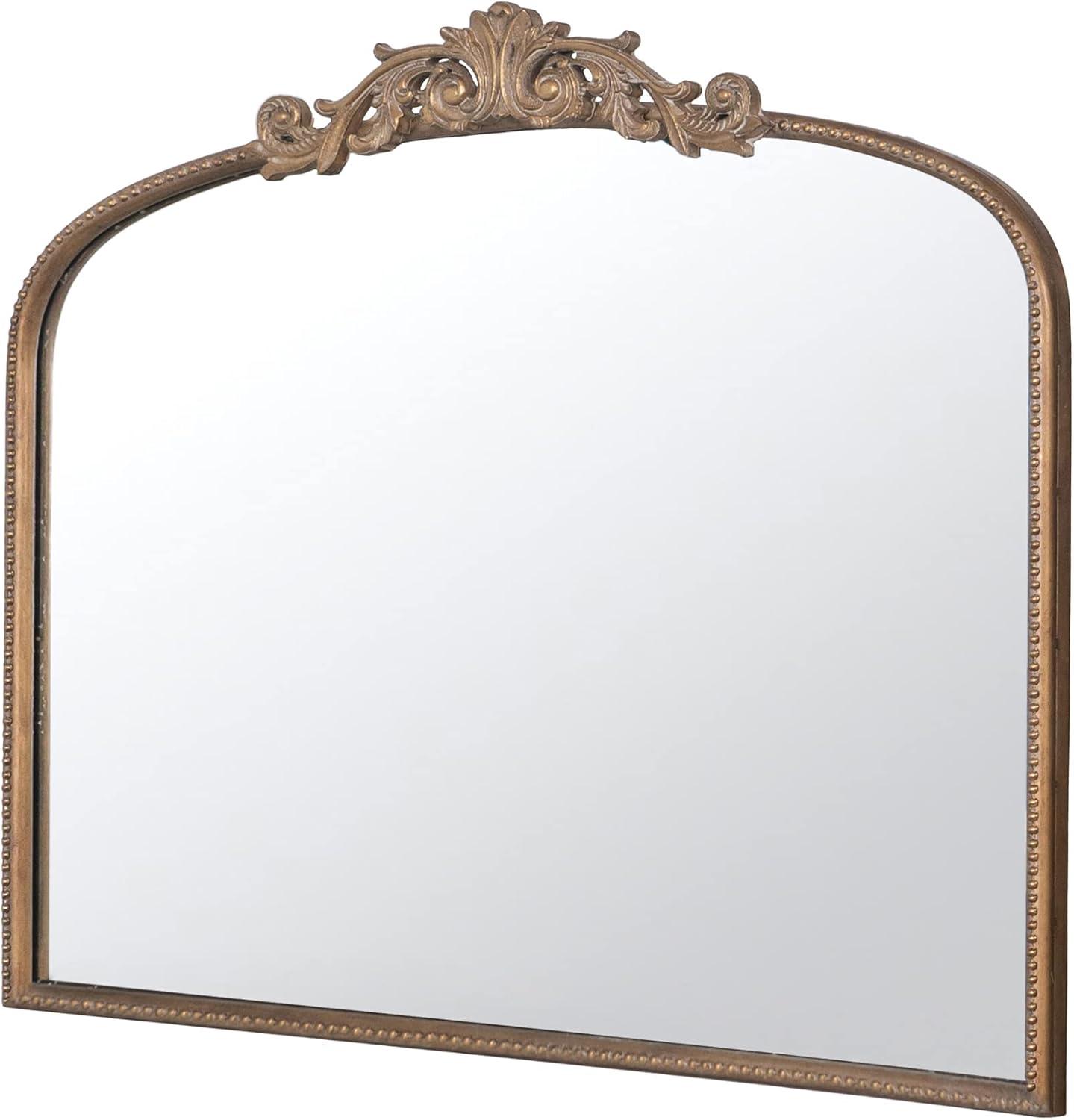 A&B Home Gold Arch Mirror with Metal Frame, 40"x31" Wall Decor