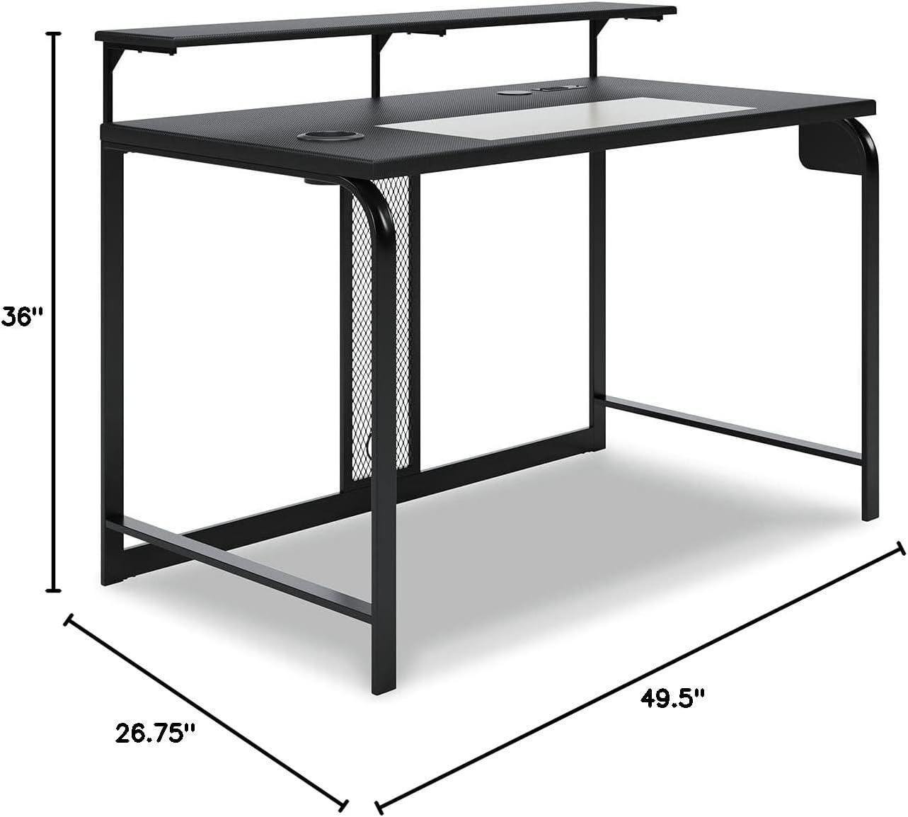 Lynxtyn 49.5" Black Contemporary Desk with USB and Cup Holder