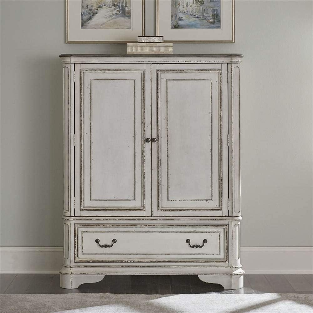 Antique White Traditional Door Chest with Felt Lined Drawer