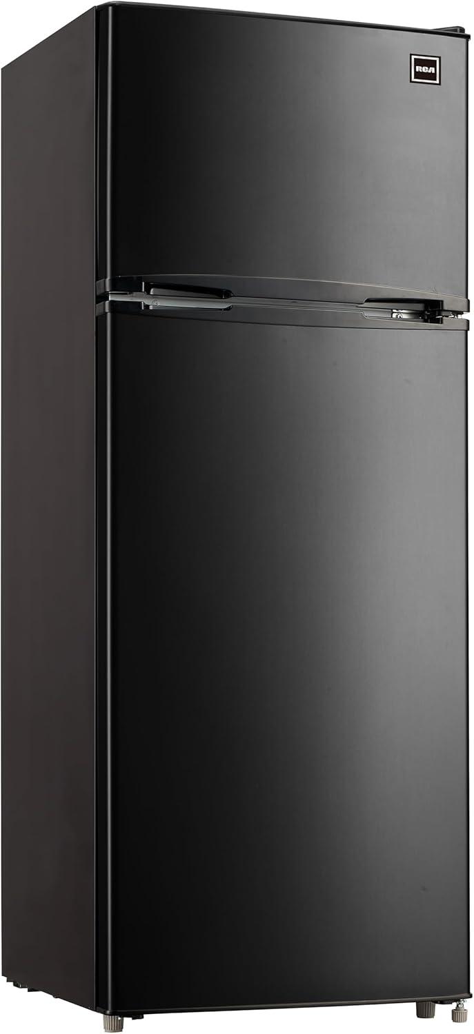 Compact Black Top Freezer Refrigerator with Adjustable Shelves