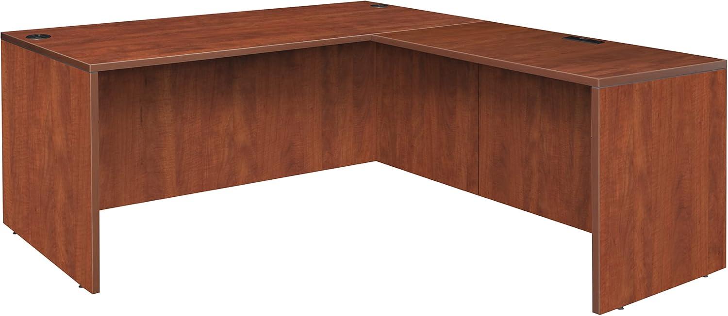 Cherry Melamine Laminate L-Shaped Executive Desk with Drawer