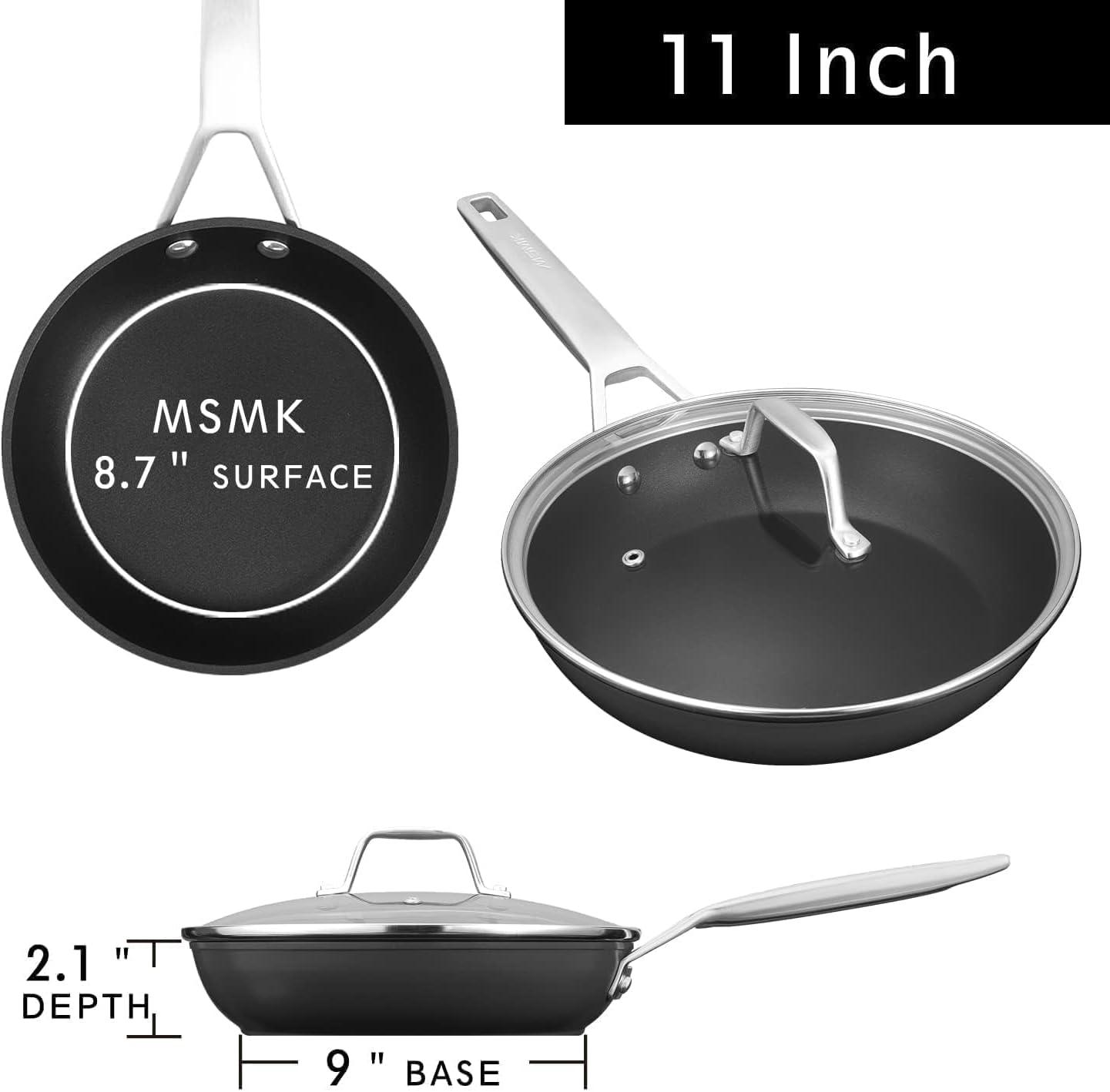 11-Inch Gray Ceramic Nonstick Frying Pan with Lid