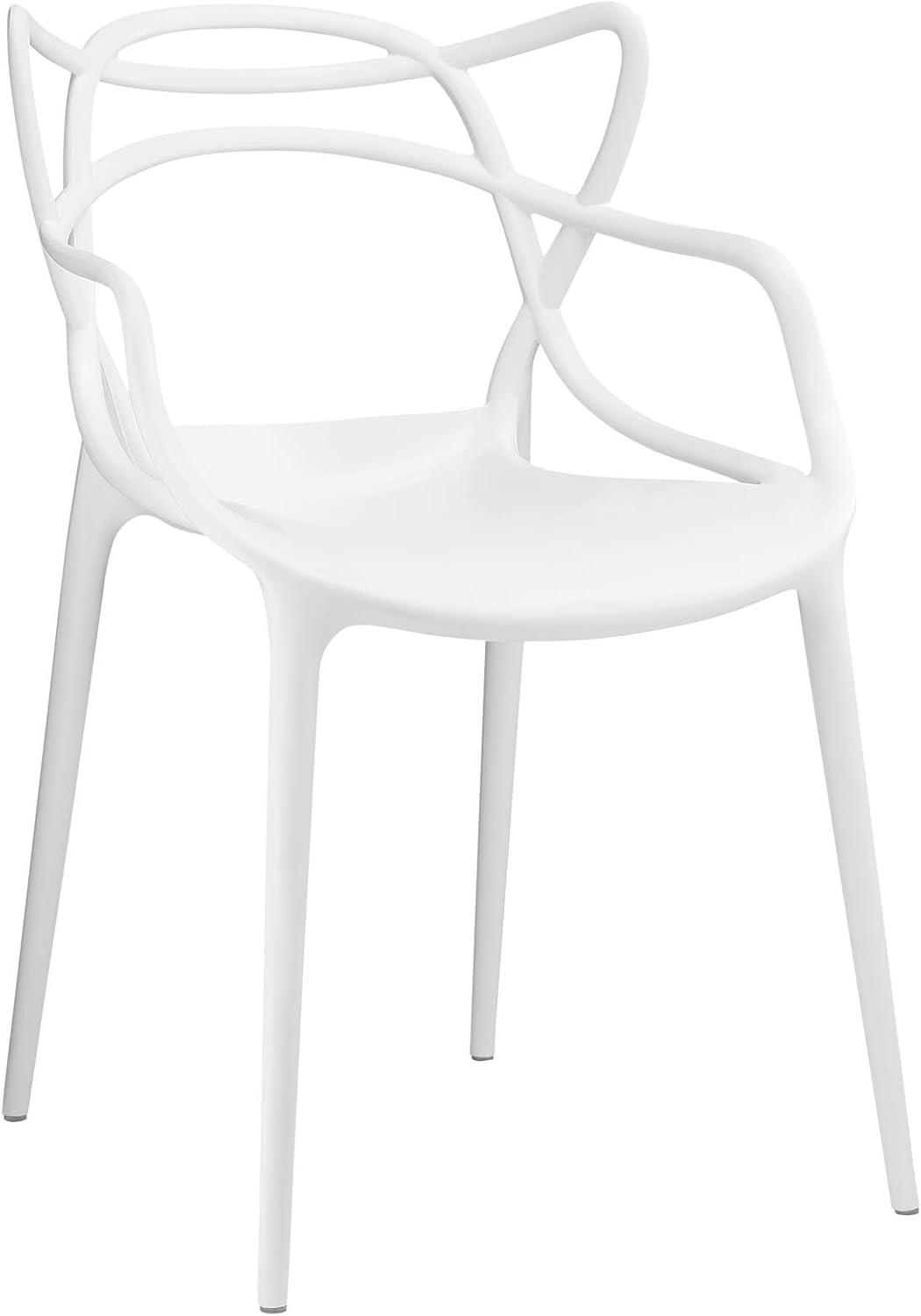 Modway Entangled Dining Armchair White : Modern Plastic, No Assembly, Spot Clean, 330lb Capacity