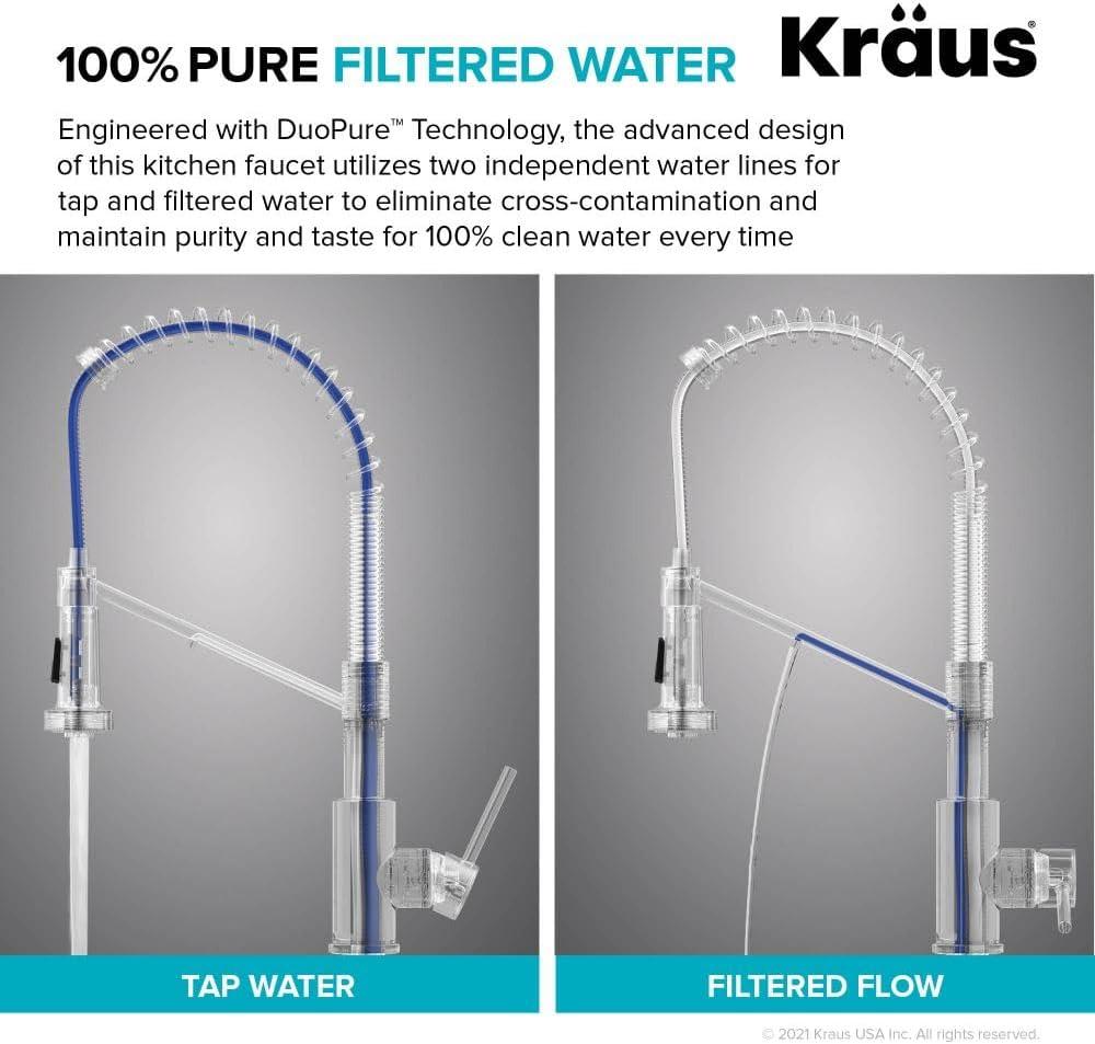 KRAUS Bolden 2-in-1 Commercial Style Pull-Down Single Handle Water Filter Kitchen Faucet for Reverse Osmosis or Water Filtration System in Spot Free Stainless Steel