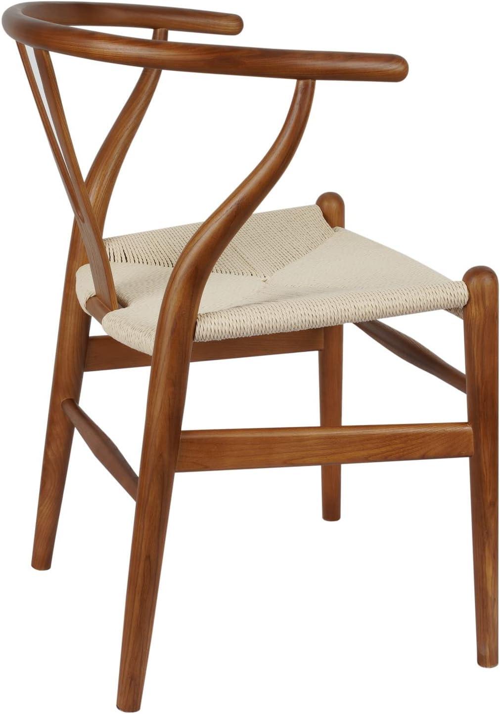 Tomile Walnut Dining Chair, Ash Wood Wishbone Chair for Home and Office