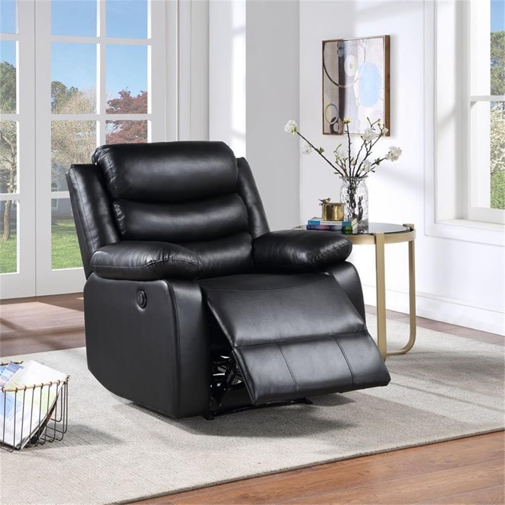 39" Eilbra PU Recliner Sofa Black- Acme Furniture