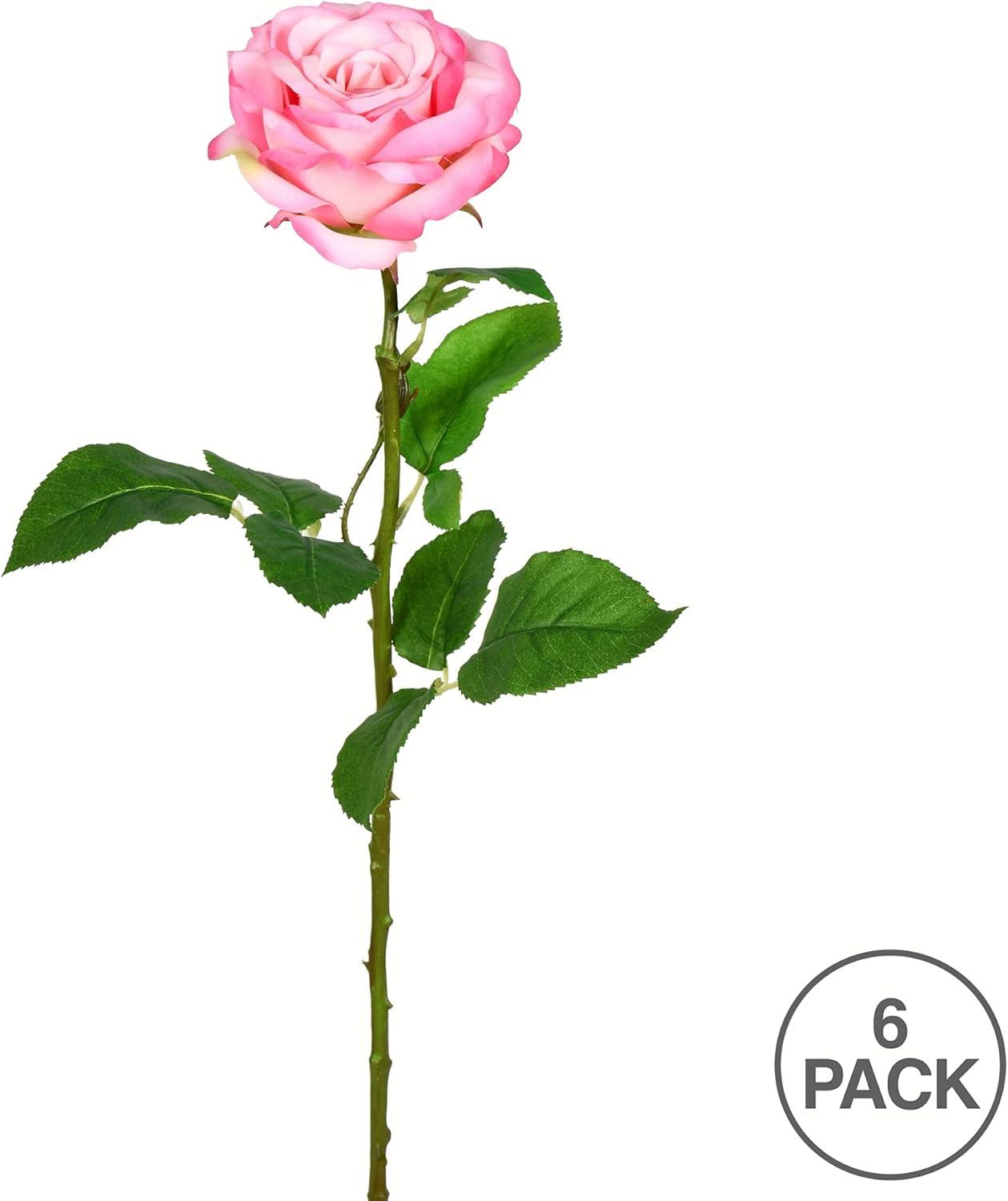 Vickerman 26" Artificial Pale Pink Rose Stem, 6 per Bag