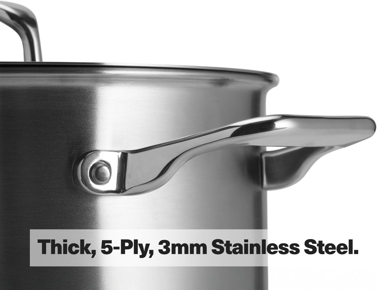 8 Quart Silver Stainless Steel Stock Pot with Lid