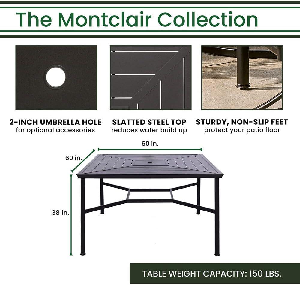 Hanover Montclair 9-Piece High-Dining Set in Ocean Blue with 8 Counter-Height Swivel Chairs and 60-Inch Square Table