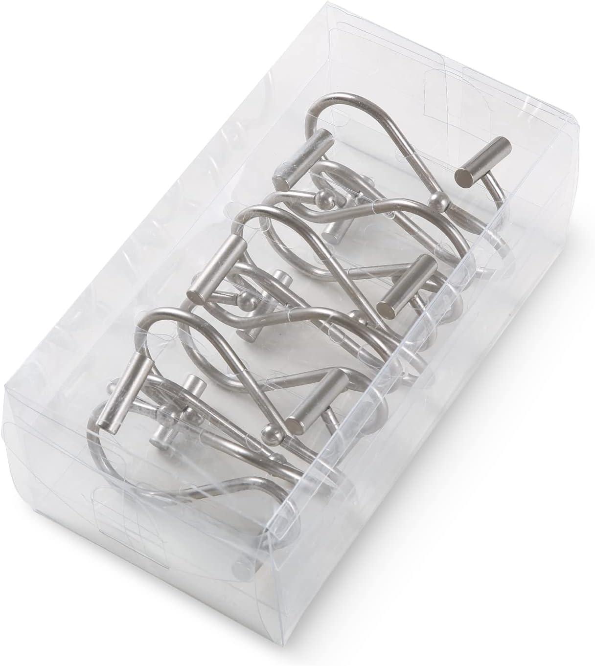 Nickel T-Bar Rustproof Shower Curtain Hooks Set of 12