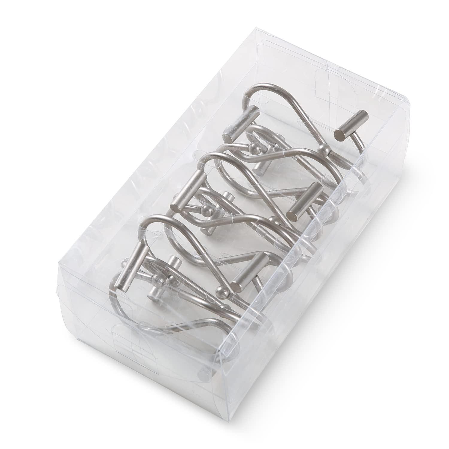 Nickel Shower Curtain Hooks, Rust Proof Shower Curtain Rings for Bathroom, Silver Metal Decorative Shower Curtain Hooks Hangers for Shower Curtain Rod, Set of 12 T-Bar Design