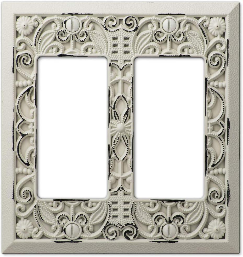 Amerelle 65RRAW Moderne Wallplate 2 Rocker Cast Metal White 1-Pack