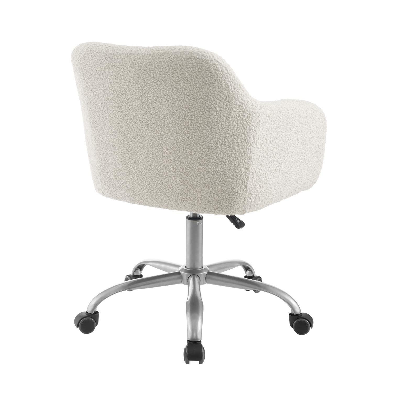 Rylen Modern Swivel Office Desk Chair White - Linon: Chrome-Plated, Ergonomic with Adjustable Height & Casters