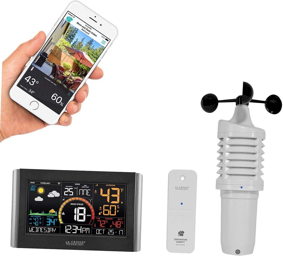 Black Wireless Weather Station with Humidity Sensor and LCD Display