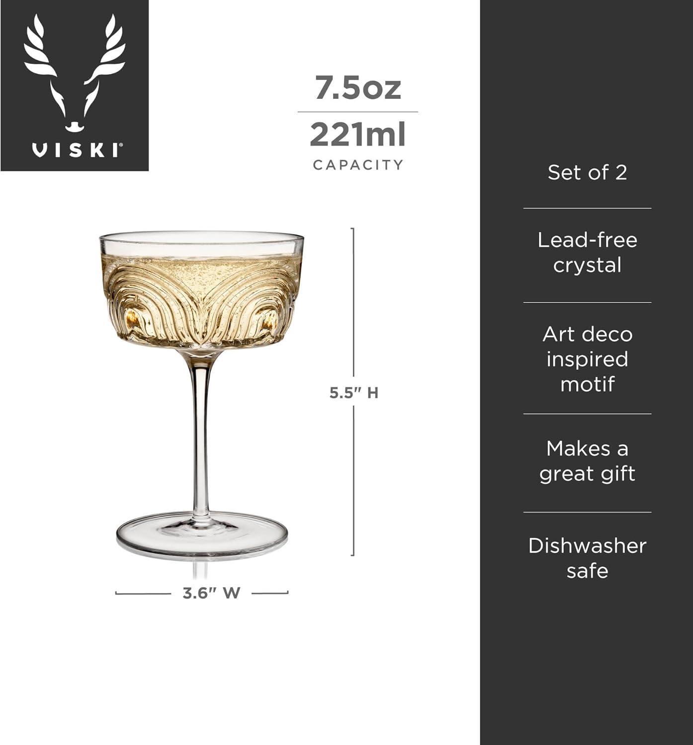 Viski Beau Crystal Cocktail Coupes (Set of 2)