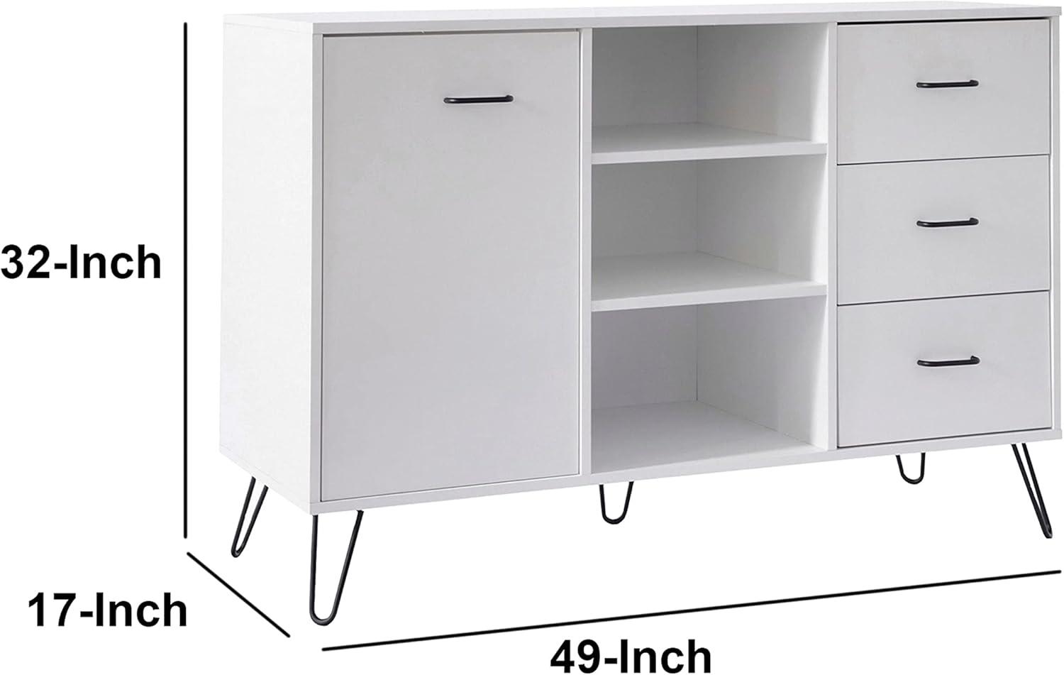 Maykoosh Mountain Majesty 49 Inch Sideboard Buffet Console Cabinet With 3 Drawers, White