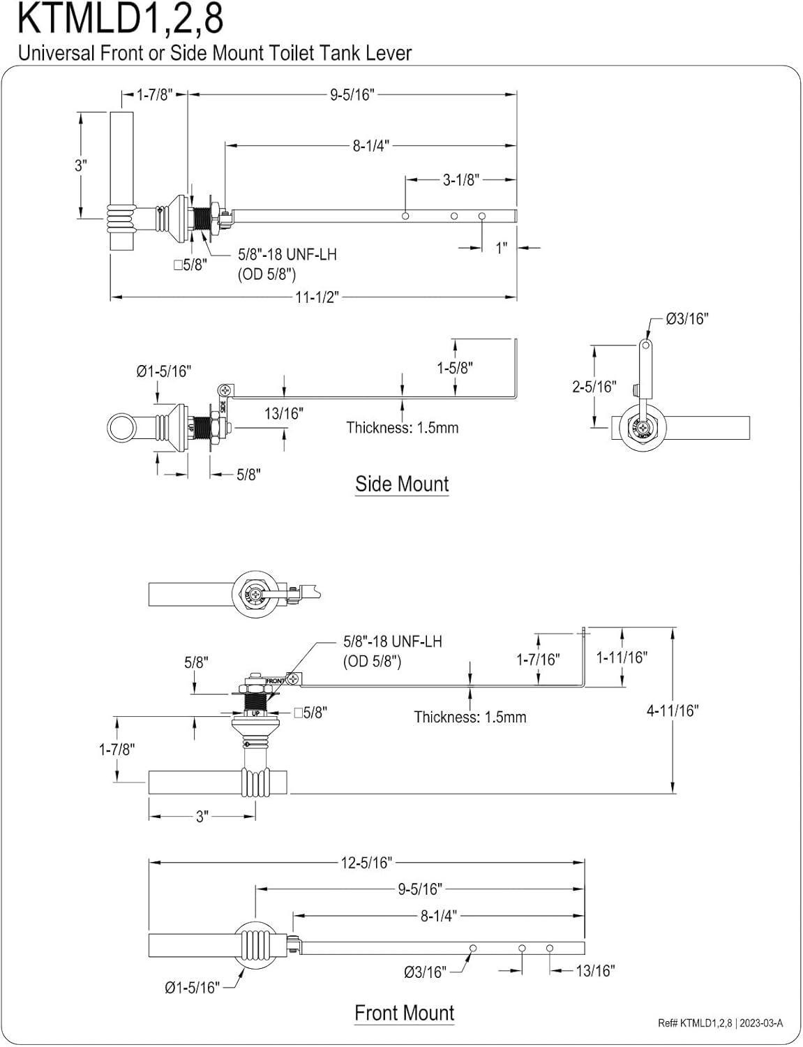 Kingston Brass Milano Universal Front or Side Mount Toilet Tank Lever