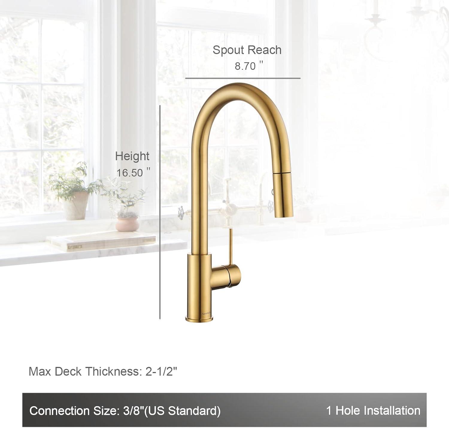 Brushed Gold Kitchen Faucet with Pull Down Sprayer and Single Handle