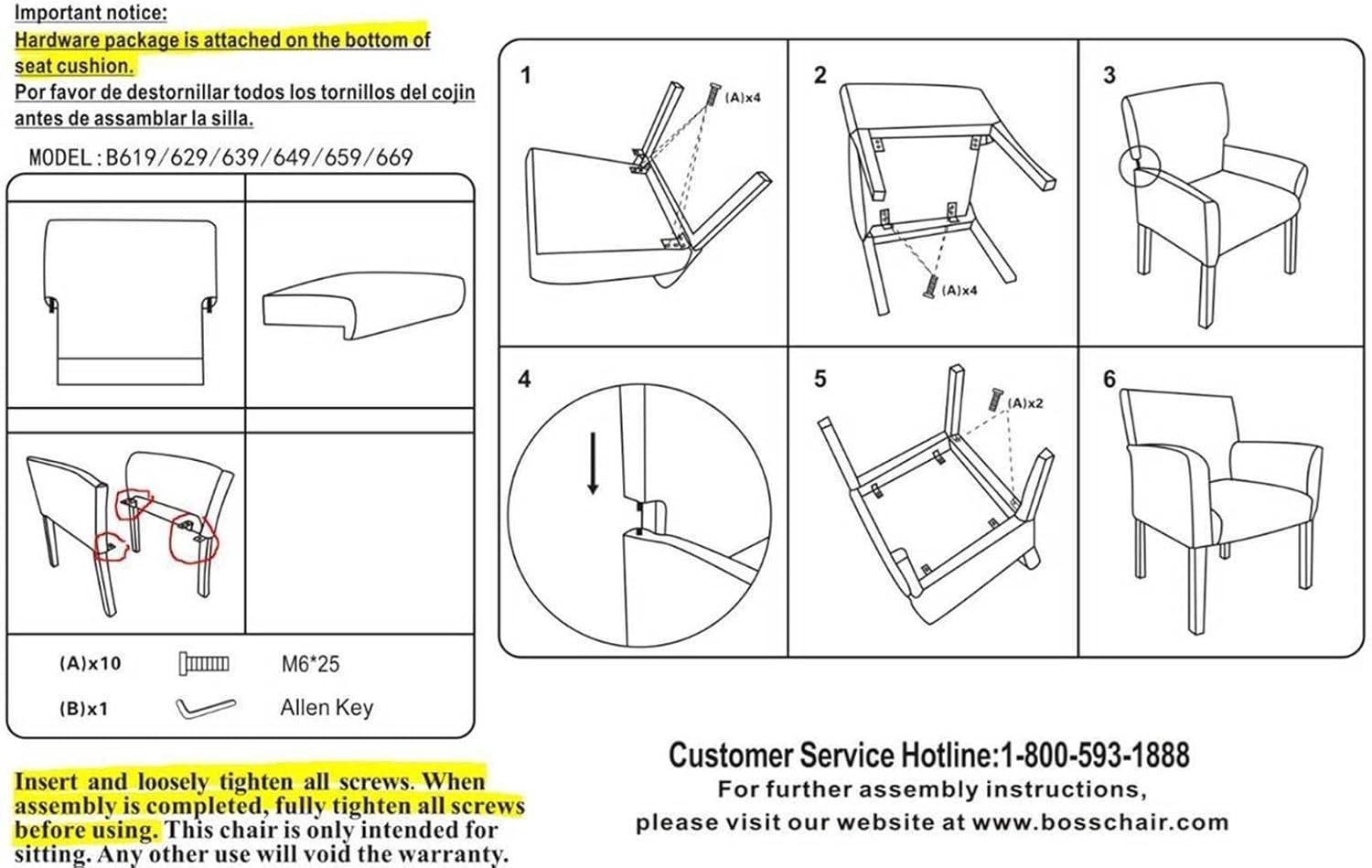 Boss Office Products Black Joinable Midback Guest Reception Waiting Room Chair
