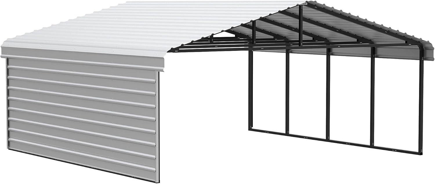 Arrow 20 x 20 ft Carport with 1-sided Enclosure