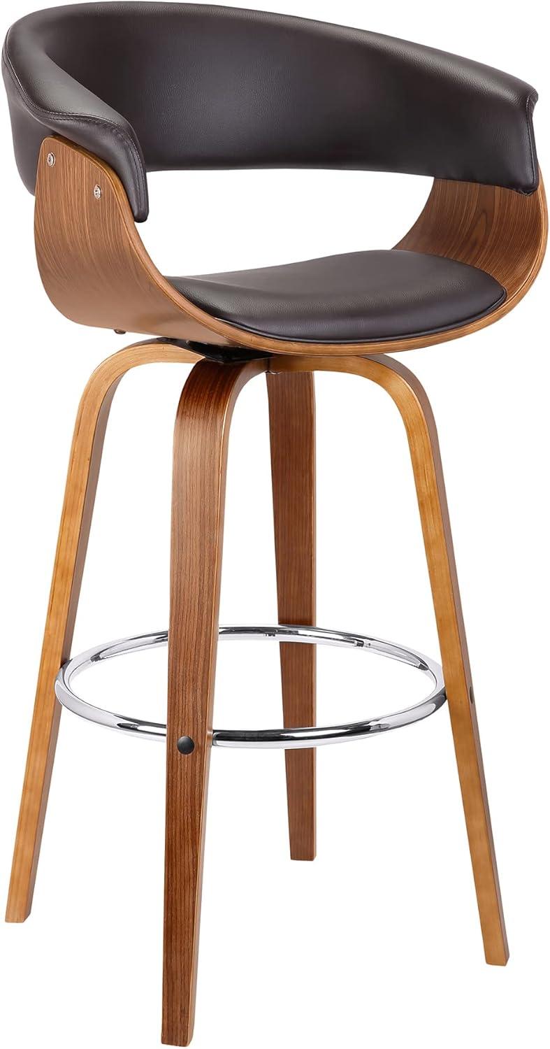 Walnut and Gray Faux Leather Swivel Counter Stool