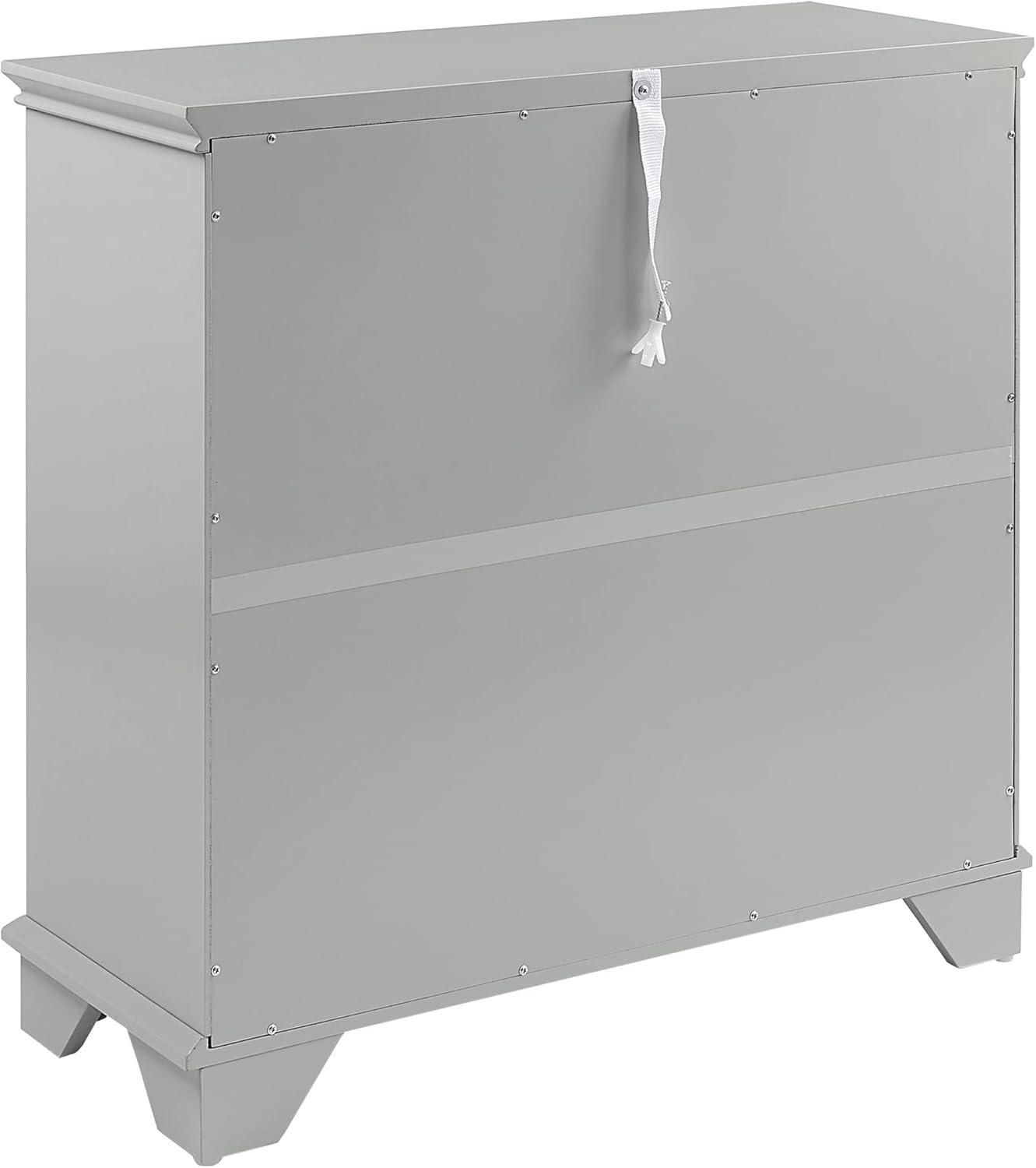 Gray Faux-Louvered Bathroom Storage Cabinet with Adjustable Shelves