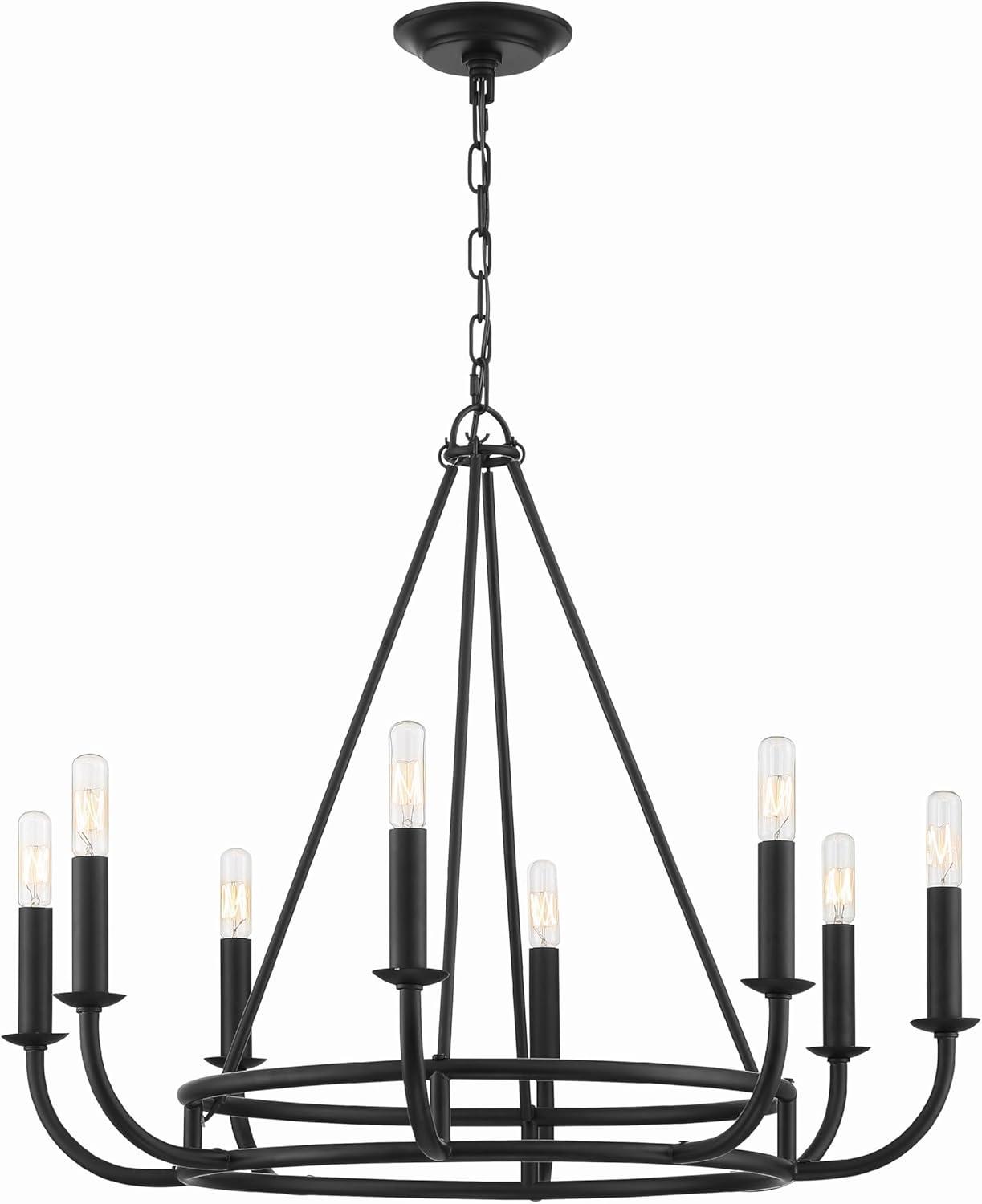 8 Light Chandelier-Matte Black Finish Bailey Street Home 49-Bel-4173355