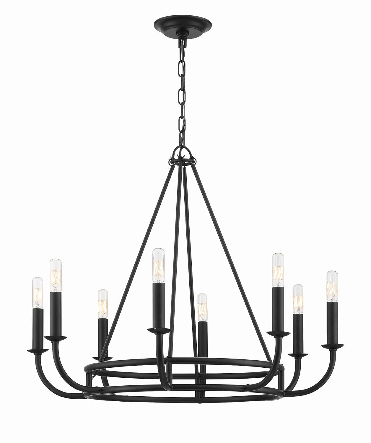 8 Light Chandelier-Matte Black Finish Bailey Street Home 49-Bel-4173355