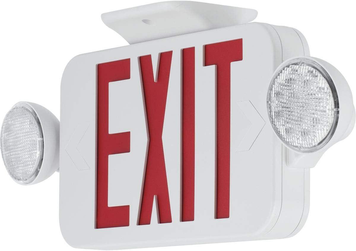 White LED Exit Sign with Emergency Lights