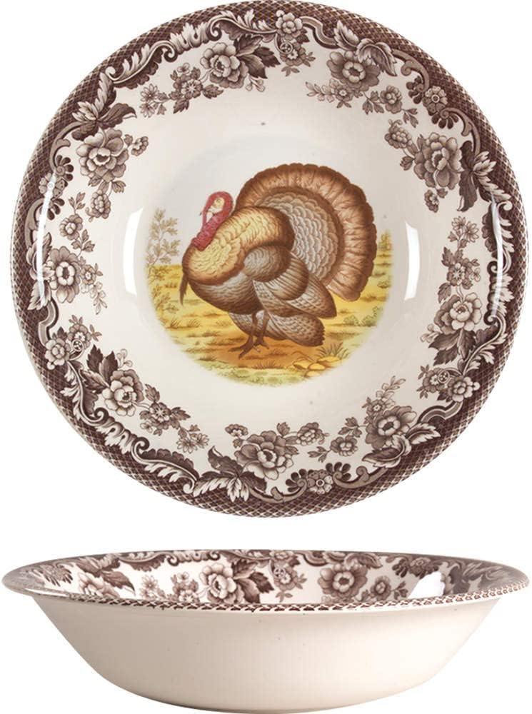 Spode Woodland 8-Inch Ceramic Turkey Cereal Bowl