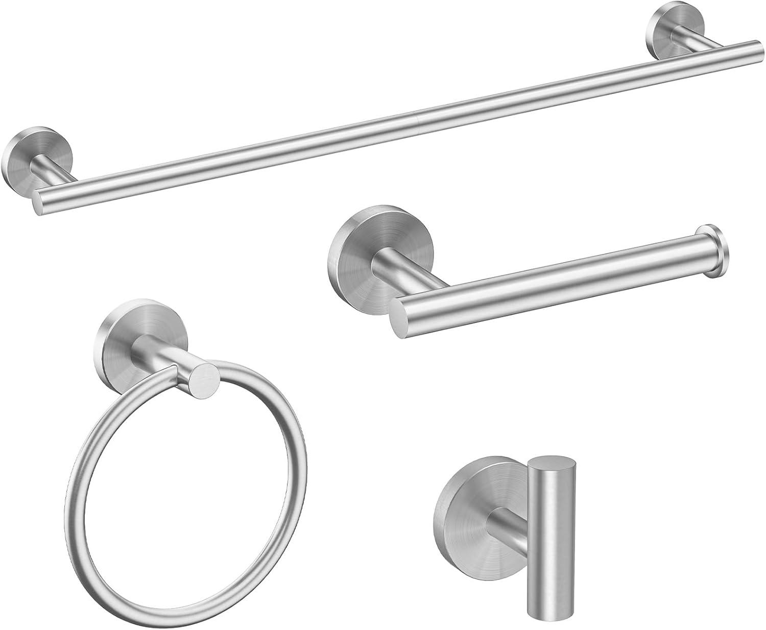 Brushed Nickel 24-Inch Stainless Steel Bathroom Hardware Set