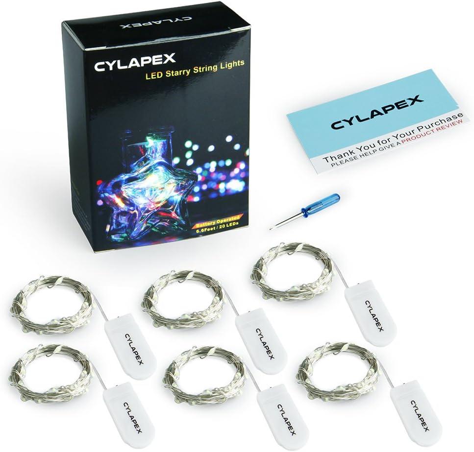 CYLAPEX 6 Pack Blue Fairy Lights Battery Operated Fairy String Lights Firefly Lights LED Starry String Lights 3.3ft 20 LEDs Silvery Copper Wire for Christmas DIY Decoration Costume Wedding Party