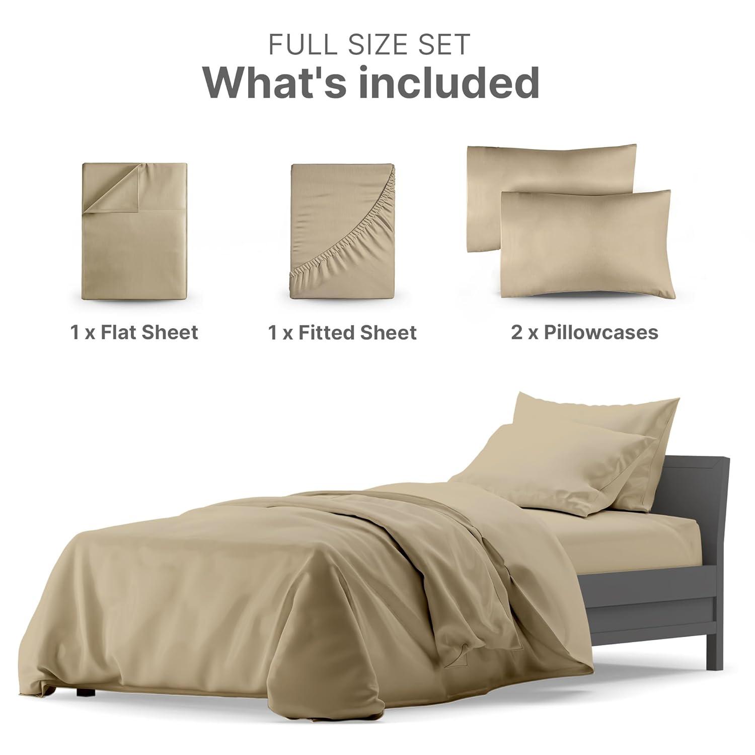 CGK Linens Luxury 1000 Thread Count 4 Piece Sheet Set - Soft & Premium 100% Cotton Sateen in Cream, Size Full