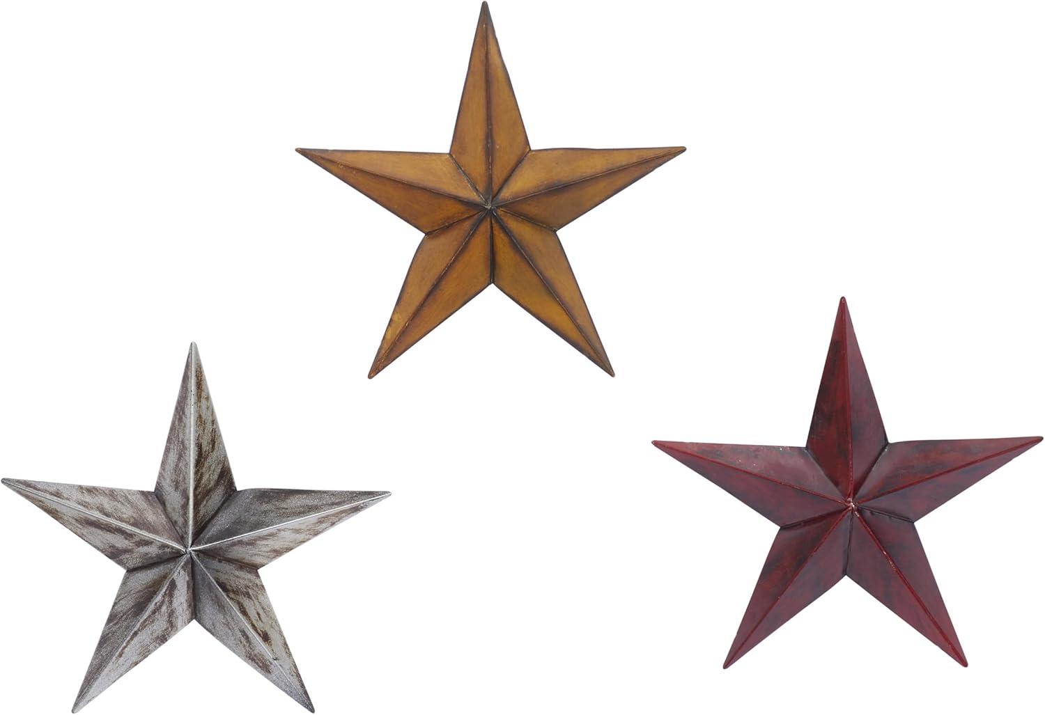 Metal Indoor Outdoor Star Multi Colored Wall Decor Set (Set of 3)